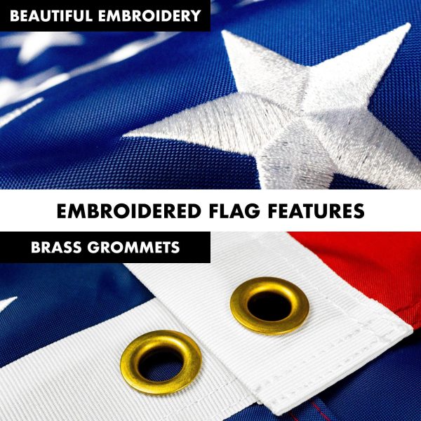 G128 - 6 Feet Tangle Free Spinning Flagpole (Silver) USA Double Sided Brass Grommets Embroidered 3x5 ft (Flag Included) Aluminum Flag Pole - Image 4