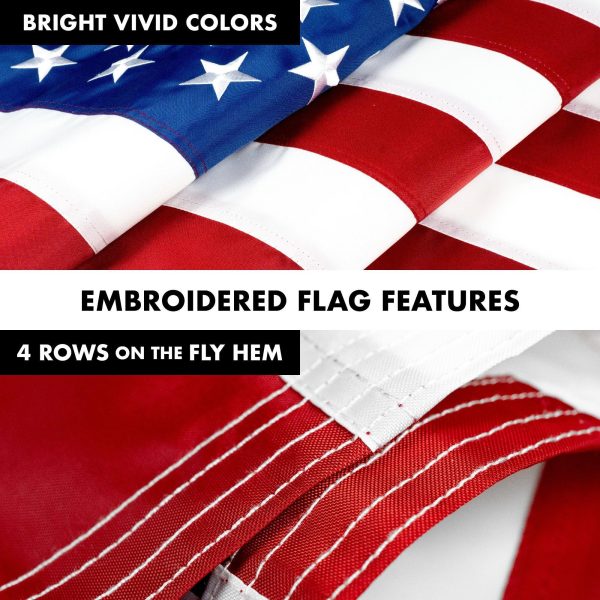 G128 - 6 Feet Tangle Free Spinning Flagpole (Silver) USA Double Sided Brass Grommets Embroidered 3x5 ft (Flag Included) Aluminum Flag Pole - Image 5