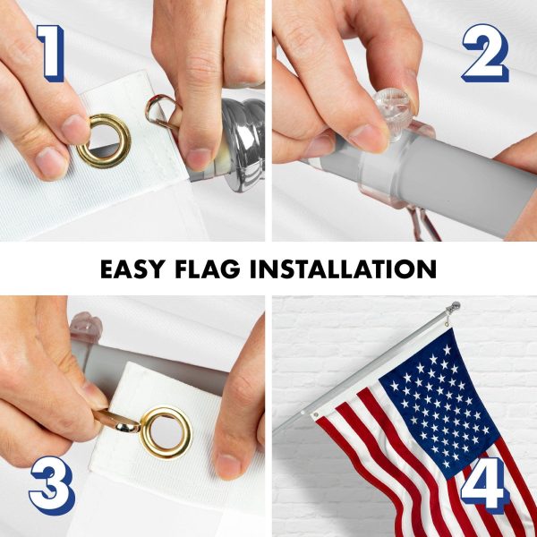 G128 - 6 Feet Tangle Free Spinning Flagpole (Silver) USA Double Sided Brass Grommets Embroidered 3x5 ft (Flag Included) Aluminum Flag Pole - Image 7