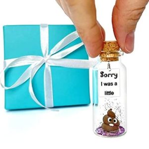 I'm Sorry Gifts for Her and Him Personalised Apology Gift Cute Poop in a Jar and Sorry Card Forgive Me Present Idea (in Teal Blue Box Sorry I was a little Brown Poop)