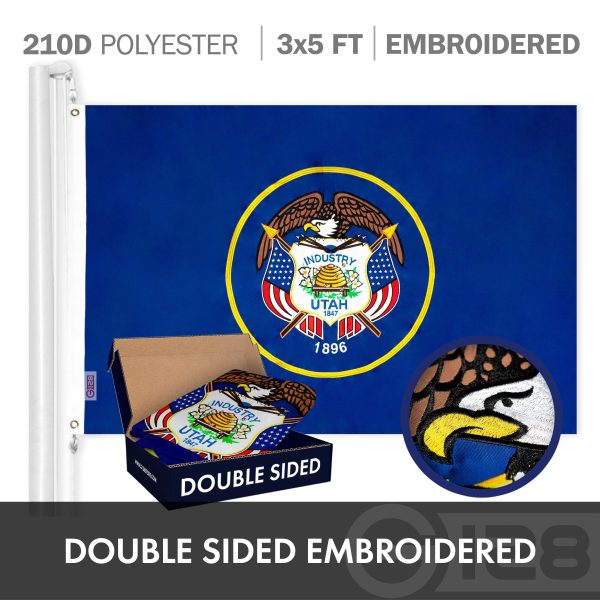 G128 Combo Pack: USA American Flag 3x5 Ft Embroidered Stars & Utah State Flag 3x5 Ft Embroidered Double Sided 2ply - Image 6