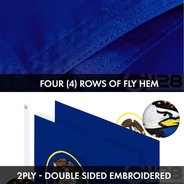 G128 Combo Pack: USA American Flag 3x5 Ft Embroidered Stars & Utah State Flag 3x5 Ft Embroidered Double Sided 2ply - Image 8