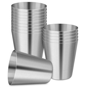 15pcs Stainless Steel Shot Glasses Drinking Vessel   30 ml (1oz) Outdoor Camping Travel Coffee Tea Cup Silver Cup   Unbreakable Metal Shooters for Whiskey Tequila Liquor Great Barware Gift