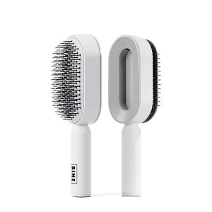 Self Cleaning Hair Brush for Women | Air Cushion Massager Hairdressing Brush | Massage Comb Hair Brush Air Cushion | Self Cleaning Massage Comb Brush Used for All Hair Types | Grey