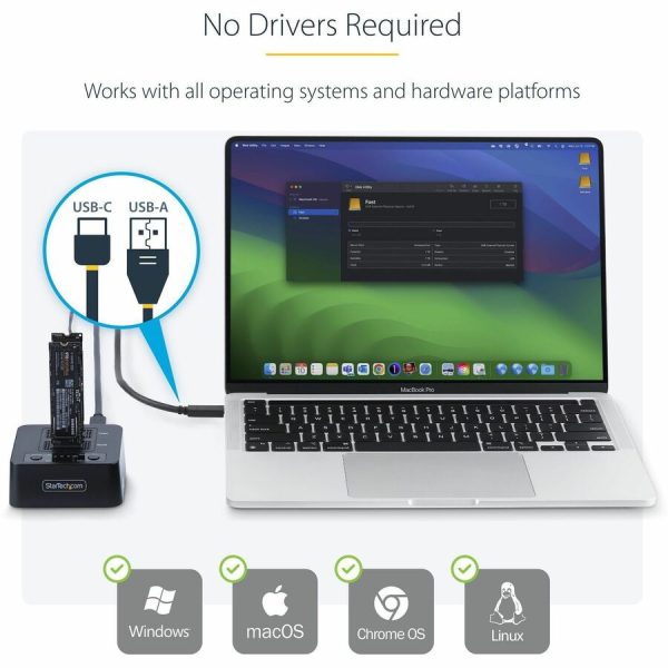 StarTech.com 1:1 M.2 NVMe Drive Duplicator, 90GBpm Standalone M.2 SSD Cloner/Copier, USB-C 3.2 20Gbps M.2 Dual-Bay Drive Docking Station - Image 3