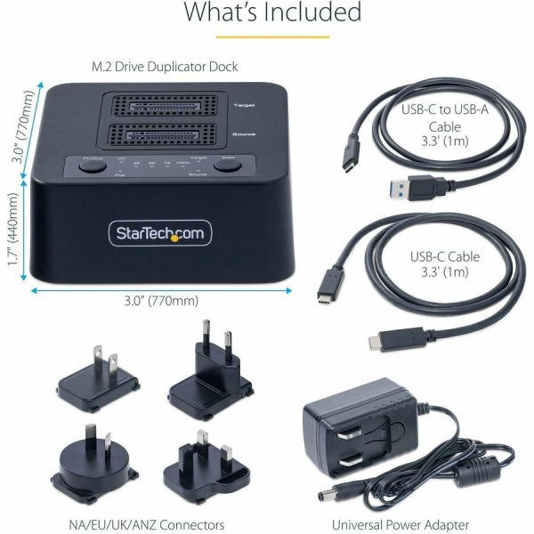 StarTech.com 1:1 M.2 NVMe Drive Duplicator, 90GBpm Standalone M.2 SSD Cloner/Copier, USB-C 3.2 20Gbps M.2 Dual-Bay Drive Docking Station - Image 7