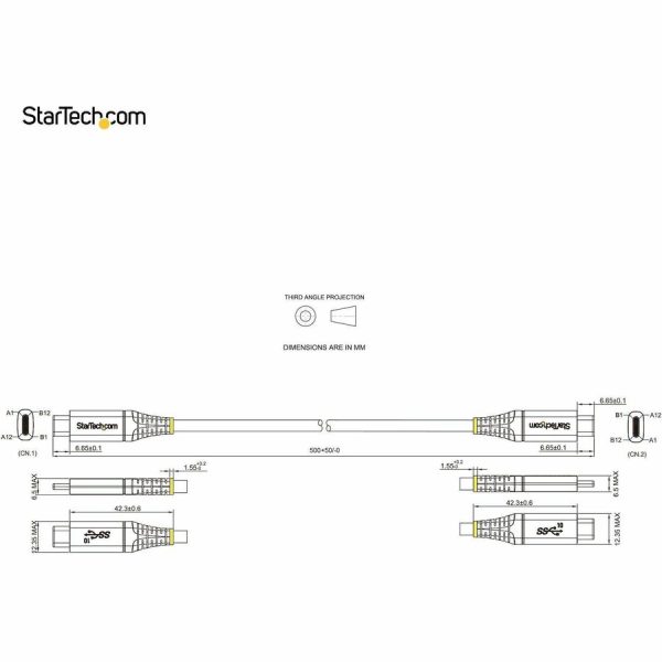 StarTech.com 20" 50cm USB C Cable 10Gbps, USB 3.1 Type-C Cable, 5A/100W, DP Alt Mode, USB-C Cord for USB-C Laptop/Phone/Device - Image 10