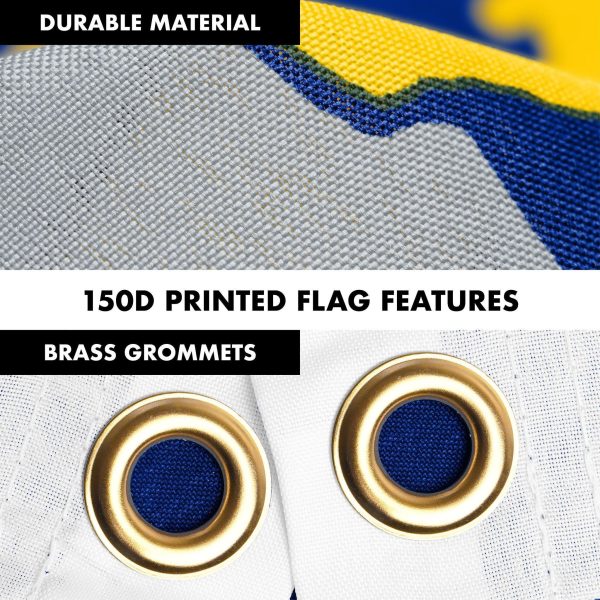 G128 Combo Pack: 6 Ft Tangle Free Spinning Flagpole (Silver) & Nebraska Flag 3x5 Ft Printed 150D Polyester, Brass Grommets (Flag Included) Aluminum Flag Pole - Image 4