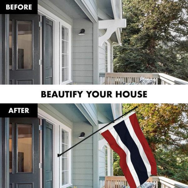 G128 Combo Pack: 6 Feet Tangle Free Spinning Flagpole (Black) Thailand Thai Flag 3x5 ft Printed 150D Brass Grommets (Flag Included) Aluminum Flag Pole - Image 3
