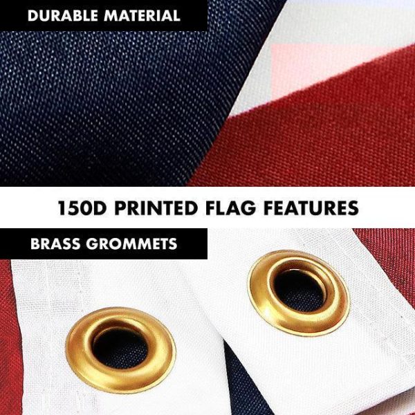 G128 Combo Pack: 6 Feet Tangle Free Spinning Flagpole (Black) Thailand Thai Flag 3x5 ft Printed 150D Brass Grommets (Flag Included) Aluminum Flag Pole - Image 4