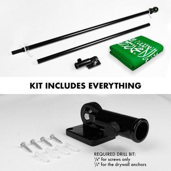 G128 Combo Pack: 6 Feet Tangle Free Spinning Flagpole (Black) Saudi Arabia Saudi Arabian Flag 3x5 ft Printed 150D Brass Grommets (Flag Included) Aluminum Flag Pole - Image 2