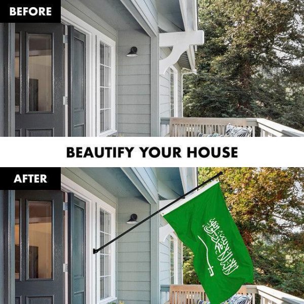 G128 Combo Pack: 6 Feet Tangle Free Spinning Flagpole (Black) Saudi Arabia Saudi Arabian Flag 3x5 ft Printed 150D Brass Grommets (Flag Included) Aluminum Flag Pole - Image 3