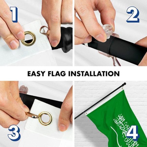 G128 Combo Pack: 6 Feet Tangle Free Spinning Flagpole (Black) Saudi Arabia Saudi Arabian Flag 3x5 ft Printed 150D Brass Grommets (Flag Included) Aluminum Flag Pole - Image 7