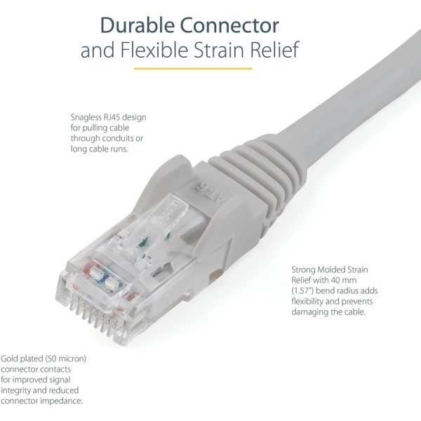 StarTech.com 5ft CAT6 Ethernet Cable - Gray Snagless Gigabit - 100W PoE UTP 650MHz Category 6 Patch Cord UL Certified Wiring/TIA - Image 4