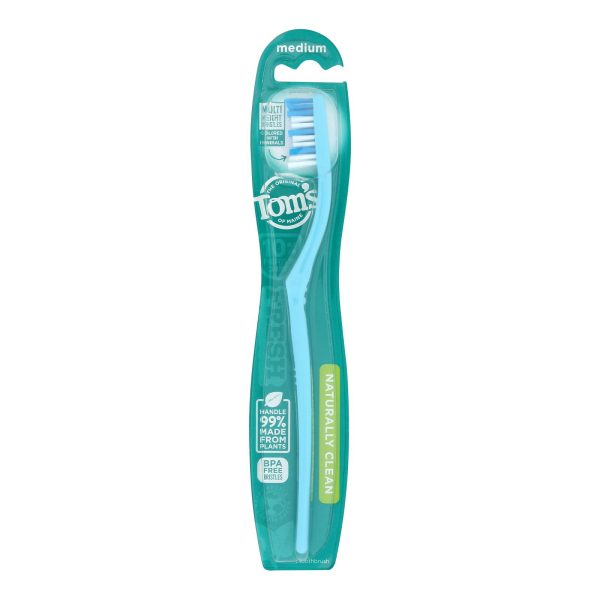 Tom's of Maine Toothbrush - Naturally Clean - Adult - Medium - 1 Count - Case of 6