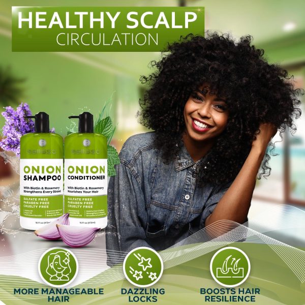 Onion Shampoo and Conditioner Set   With Rosemary and Biotin   Thickening Products for Women and Men   Volumizing Salon Grade Formula for Thinning Hair Care   Hydrating Moisturizing and Sulfate Free - Image 7
