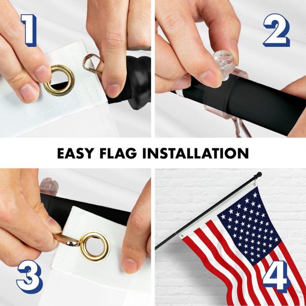 G128 Combo Pack: 6 Ft Tangle Free Aluminum Spinning Flagpole (Black) & American USA Flag 3x5 Ft, LiteWeave Pro Series Printed 150D Polyester, 4 Corner Brass Grommets | Pole with Flag Included - Image 7