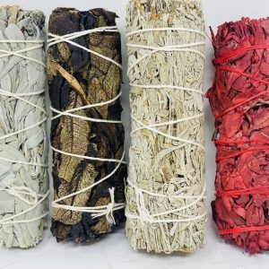 Variety Pack of White Sage Black Sage Blue Sage and Red Sage (Dragon Blood)