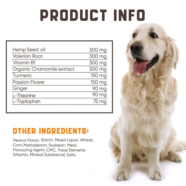 Kinpur Pet Care Calming Chews for Dogs with Hemp Oil - Aid During Thunderstorms, Separation, Car Rides - Hip and Joint Health - Tasty Dog Calming Treats, 180 Peanut Butter Flavored Chews - Image 4