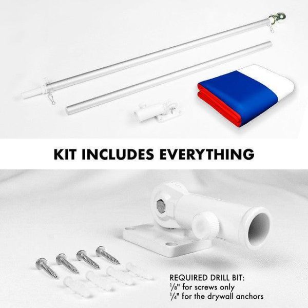 G128 Combo Pack: 6 Feet Tangle Free Spinning Flagpole (Silver) Russia Russian Flag 3x5 ft Printed 150D Brass Grommets (Flag Included) Aluminum Flag Pole - Image 2