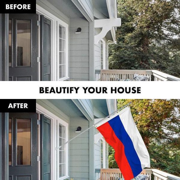 G128 Combo Pack: 6 Feet Tangle Free Spinning Flagpole (Silver) Russia Russian Flag 3x5 ft Printed 150D Brass Grommets (Flag Included) Aluminum Flag Pole - Image 3