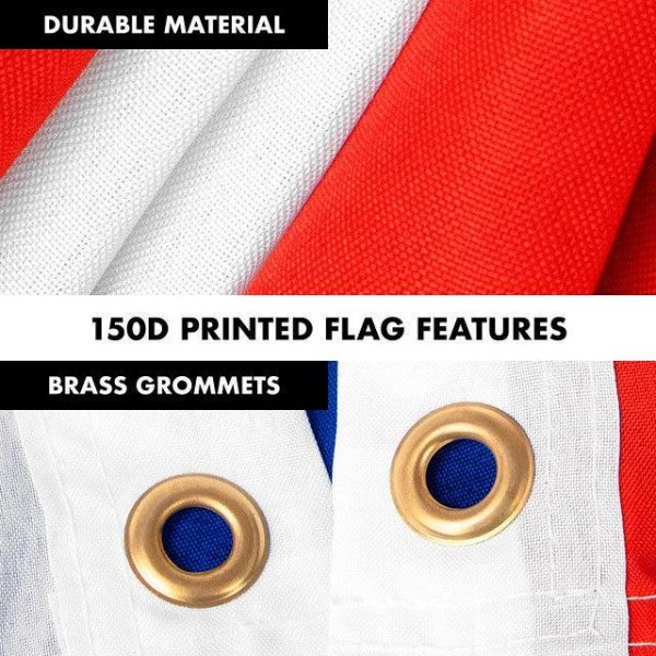 G128 Combo Pack: 6 Feet Tangle Free Spinning Flagpole (Silver) Russia Russian Flag 3x5 ft Printed 150D Brass Grommets (Flag Included) Aluminum Flag Pole - Image 4