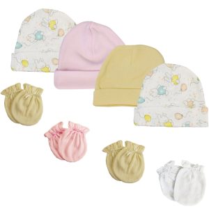 Girls Baby Caps And Mittens (pack Of 8) Nc_0270
