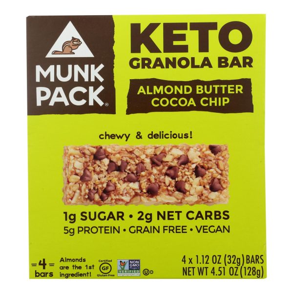 Munk Pack - Green Bar Keto Almond Butter Coco - Case of 6 - 4/1.12OZ - Image 2