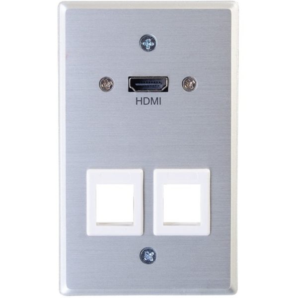 C2G 1-Gang HDMI Pass Through Wall Plate with Two Keystone Jacks - Aluminum - Image 2