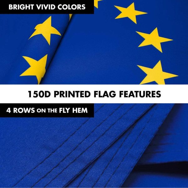 G128 Combo Pack: 6 Ft Tangle Free Spinning Flagpole (White) & European Union Flag 3x5 Ft Printed 150D Polyester, Brass Grommets (Flag Included) Aluminum Flag Pole - Image 5