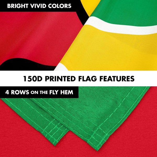 G128 Combo Pack: 6 Ft Tangle Free Aluminum Spinning Flagpole (Black) & Guyana Guyanese Flag 3x5 Ft, LiteWeave Pro Series Printed 150D Polyester | Pole with Flag Included - Image 5