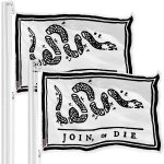 Join, or Die White Flag 3x5 Ft 2-Pack Printed 150D Polyester By G128