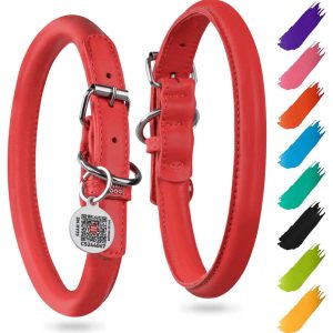 WAUDOG Ultra Soft Rolled Leather Dog Collar for Small Dogs   Soft Padded Dog Collars for Medium Dogs   Puppy Collars for Large Breed Dogs   Male and Female Dog Collar