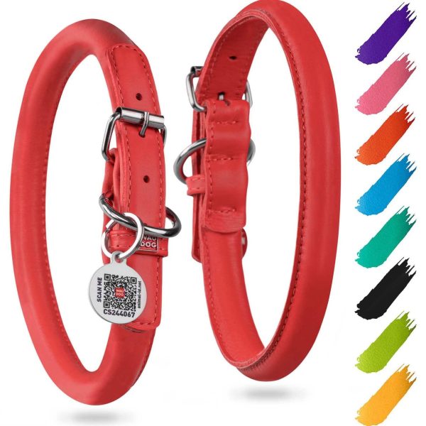 WAUDOG Ultra Soft Rolled Leather Dog Collar for Small Dogs   Soft Padded Dog Collars for Medium Dogs   Puppy Collars for Large Breed Dogs   Male and Female Dog Collar