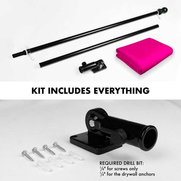 G128 Combo Pack: 6 Feet Tangle Free Spinning Flagpole (Black) Solid Magenta Flag 3x5 ft Printed 150D Brass Grommets (Flag Included) Aluminum Flag Pole - Image 2