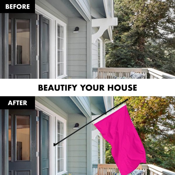 G128 Combo Pack: 6 Feet Tangle Free Spinning Flagpole (Black) Solid Magenta Flag 3x5 ft Printed 150D Brass Grommets (Flag Included) Aluminum Flag Pole - Image 3