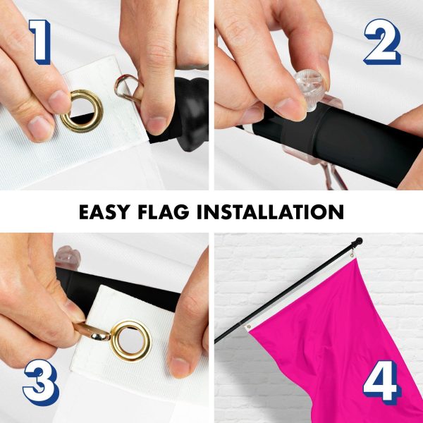 G128 Combo Pack: 6 Feet Tangle Free Spinning Flagpole (Black) Solid Magenta Flag 3x5 ft Printed 150D Brass Grommets (Flag Included) Aluminum Flag Pole - Image 7