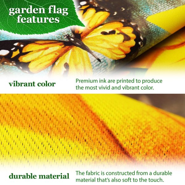 G128 Combo Pack: Garden Flag Stand Black 36 in x 16 in & Garden Flag Summer Decoration Welcome Sunflowers and Butterflies 12"x18" Double-Sided Blockout Fabric - Image 3