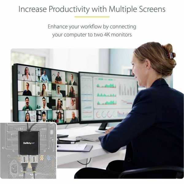 StarTech.com Dual-Monitor DisplayPort 1.2 Splitter, DisplayPort to 2x DP Multi-Monitor Adapter, Dual 4K 30Hz Computer MST Hub, Windows - Image 2
