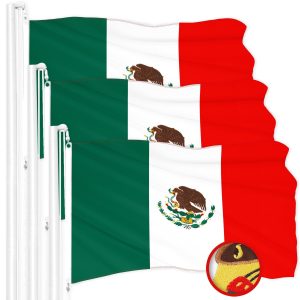 G128 3 Pack: Mexico Mexican Flag | 4x6 Ft | ToughWeave Series Embroidered 300D Polyester | Country Flag, Embroidered Design, Indoor/Outdoor, Brass Grommets