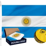 G128 Argentina (Argentinian) Flag | 3x5 feet | Double Sided Embroidered 210D “ Indoor/Outdoor, Brass Grommets, Heavy Duty Polyester