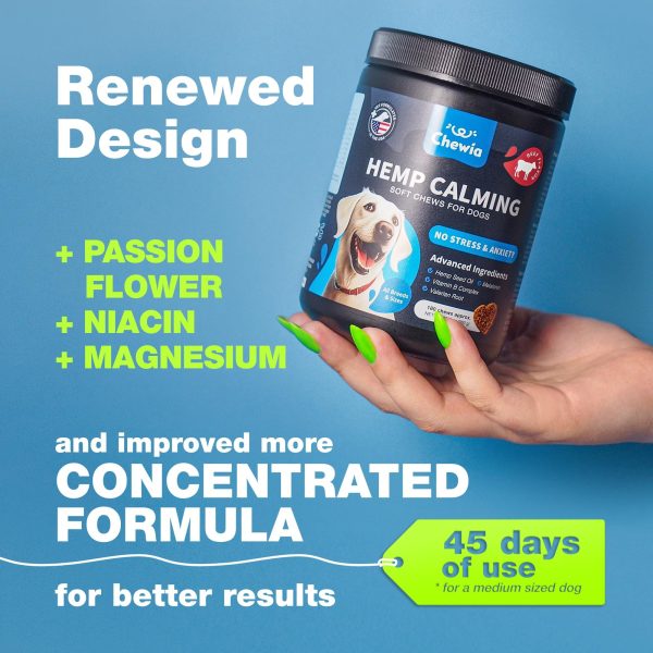 Hemp Calming Chews for Dogs   Dog Calming Treats   Anxiety Relief for Dogs with L Theanine Chamomile Extract Valerian Root   Dog Anxiety Relief for Travel Vet Visits Thunderstorms Nail Trimming - Image 2
