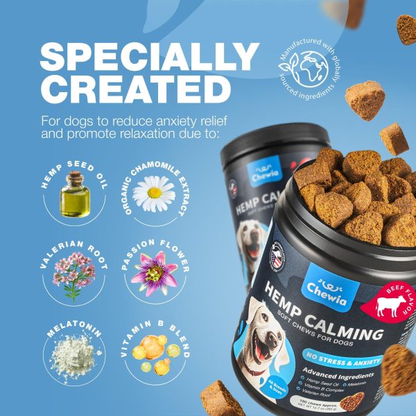 Hemp Calming Chews for Dogs   Dog Calming Treats   Anxiety Relief for Dogs with L Theanine Chamomile Extract Valerian Root   Dog Anxiety Relief for Travel Vet Visits Thunderstorms Nail Trimming - Image 5