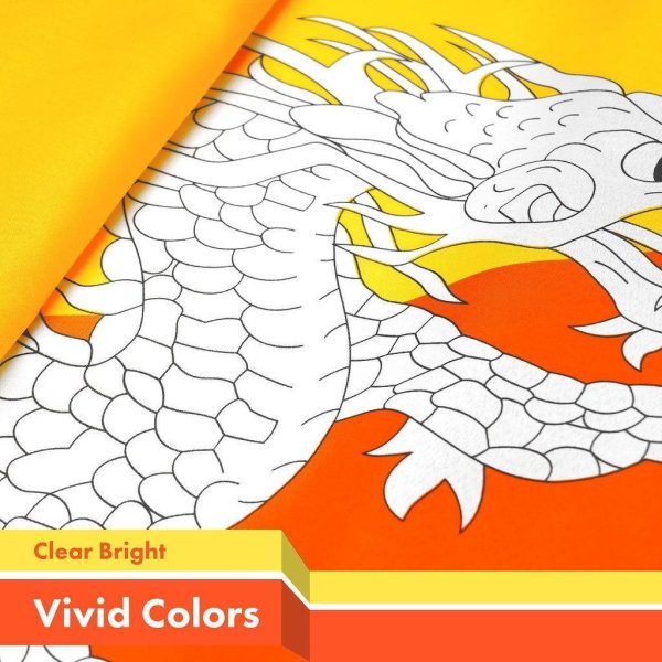 G128 5 Pack: Bhutan Bhutanese Flag | 3x5 Ft | LiteWeave Pro Series Printed 150D Polyester | Country Flag, Indoor/Outdoor, Vibrant Colors, Brass Grommets, Thicker and More Durable Than 100D 75D Poly - Image 3