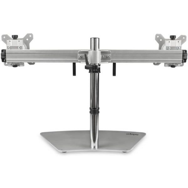 StarTech.com Dual Monitor Stand, Free Standing Desktop Pole Stand for 2x 24" (17.6lb/8kg) VESA Mount Displays, Height Adjustable, Silver - Image 4