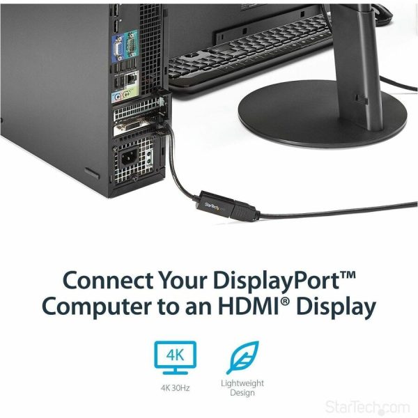 StarTech.com DisplayPort to HDMI Adapter, 4K 30Hz Active DP to HDMI Video Converter, Ultra HD DP 1.2 to HDMI 1.4 Monitor Adapter Dongle - Image 2