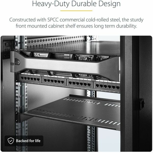 StarTech.com 1U Server Rack Cabinet Shelf - Fixed 16" Deep Cantilever Rackmount Tray for 19" Data/AV/Network Enclosure w/Cage Nuts, Screws - Image 4