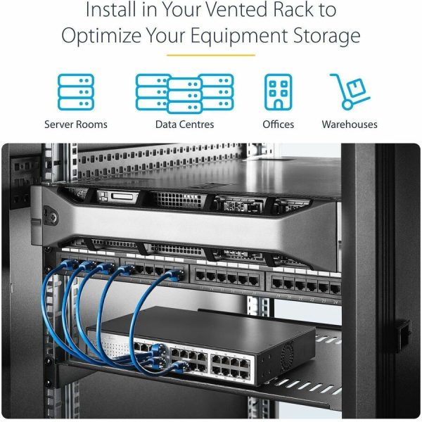 StarTech.com 1U Server Rack Cabinet Shelf - Fixed 16" Deep Cantilever Rackmount Tray for 19" Data/AV/Network Enclosure w/Cage Nuts, Screws - Image 5