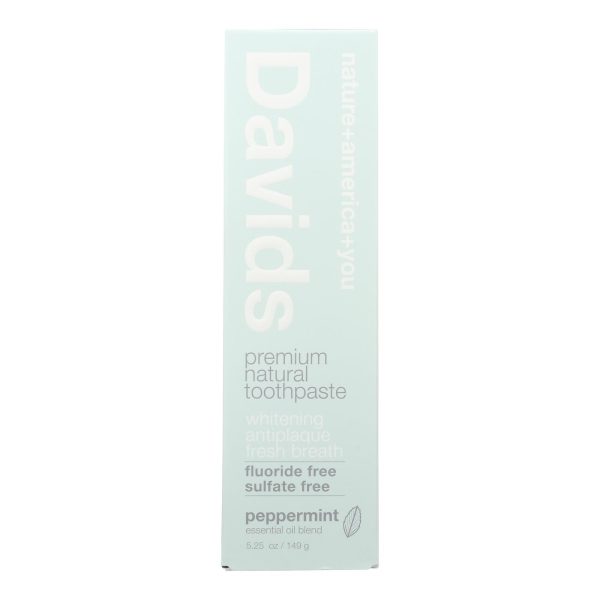 Davids - Toothpaste Natural Peppermint - 1 Each - 5.25 OZ