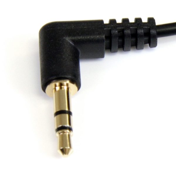 StarTech.com 1 ft Slim 3.5mm Right Angle Stereo Audio Cable - M/M - Image 2